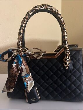 2 Blue/Leopard Animal Print Twilly Purse Head Neck Scarf Tan Black Blue White